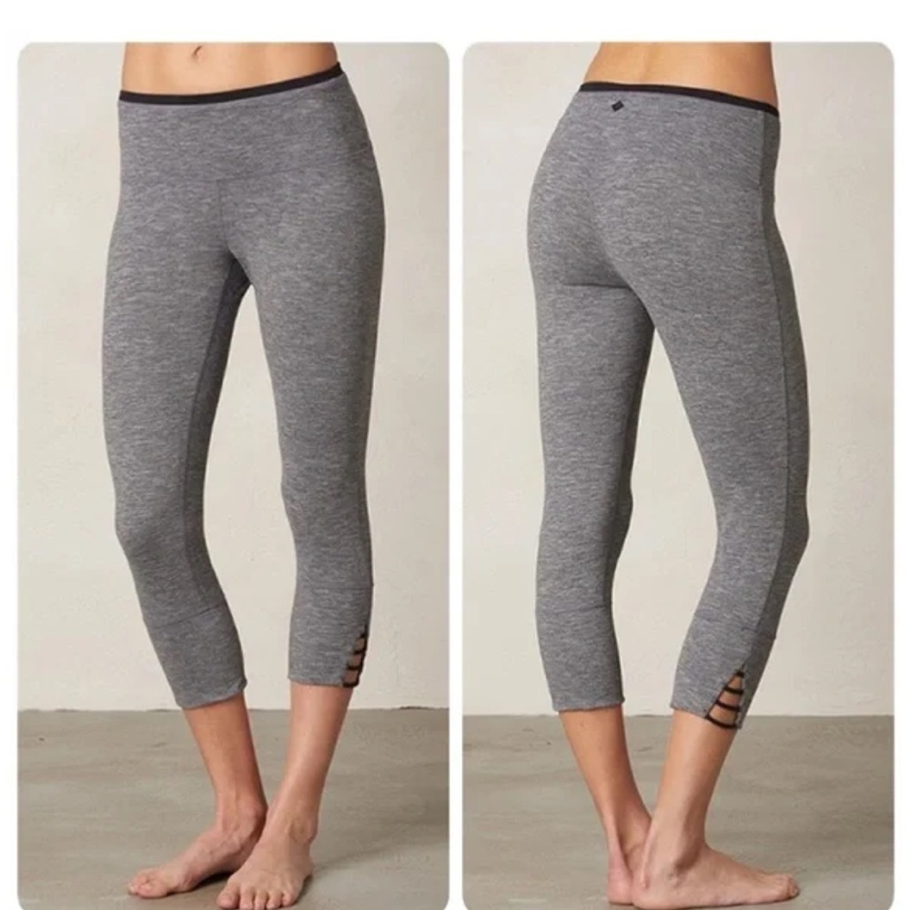 Prana Gray Heathered Tori Capri Leggings *Pocket* Size Large